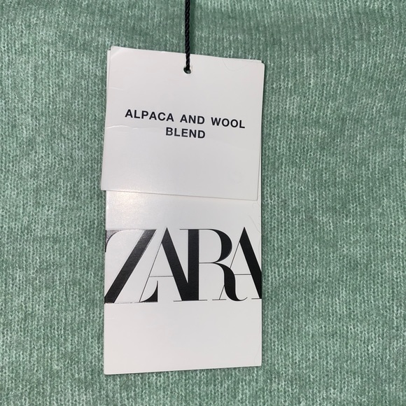 Zara Alpaca Wool Blend Sweater Green Mint Size L - Picture 6 of 11